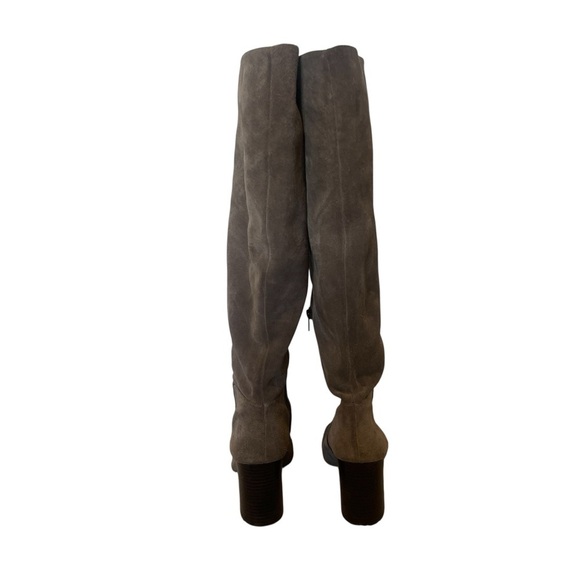 Vince Camuto Sabana Knee High Suede Grey Round Toe Boots with Stacked Heel - Picture 16 of 16